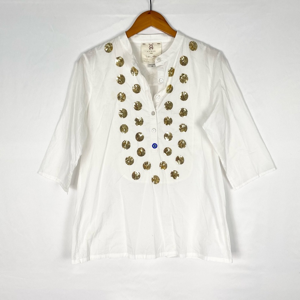 FIGUE for India Hicks Jasmine Tunic Evil Eye Lightweight Cotton